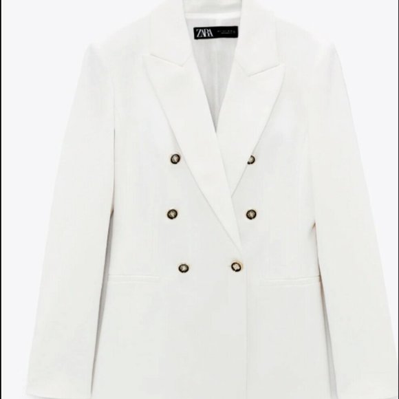 ZARA WOMAN NWT DOUBLE-BREASTED METAL BUTTON BLAZER JACKET WHITE 2409/695 XS S - Picture 10 of 10